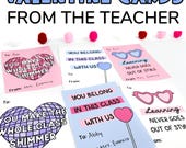 Valentines from Teacher to Student & Taylor Swift Class Valentines Cards