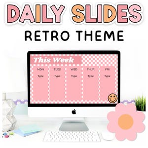Retro Classroom Google Slides™ Template for Teachers Including Morning Slides, Class Slides & Teacher Slides