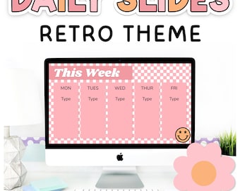 Retro Classroom Google Slides™ Template for Teachers Including Morning Slides, Class Slides & Teacher Slides