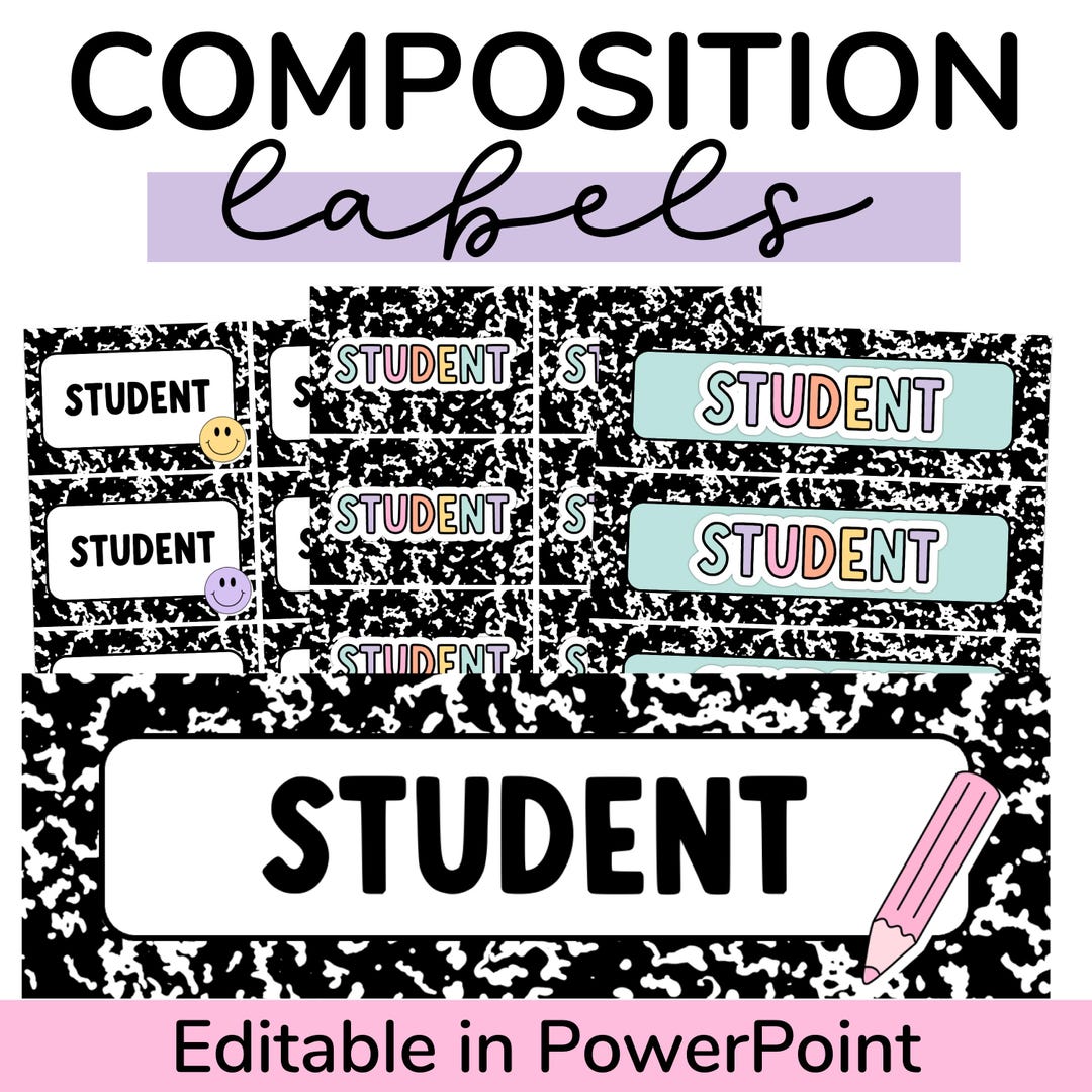 Student Name Labels for Composition Notebook Classroom Decor ...