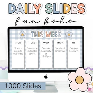 Daily Slides Templates for Teachers - Teacher Slides, Daily Slides, Morning Slides, Rotation Slides with Timers, Boho Classroom Decor