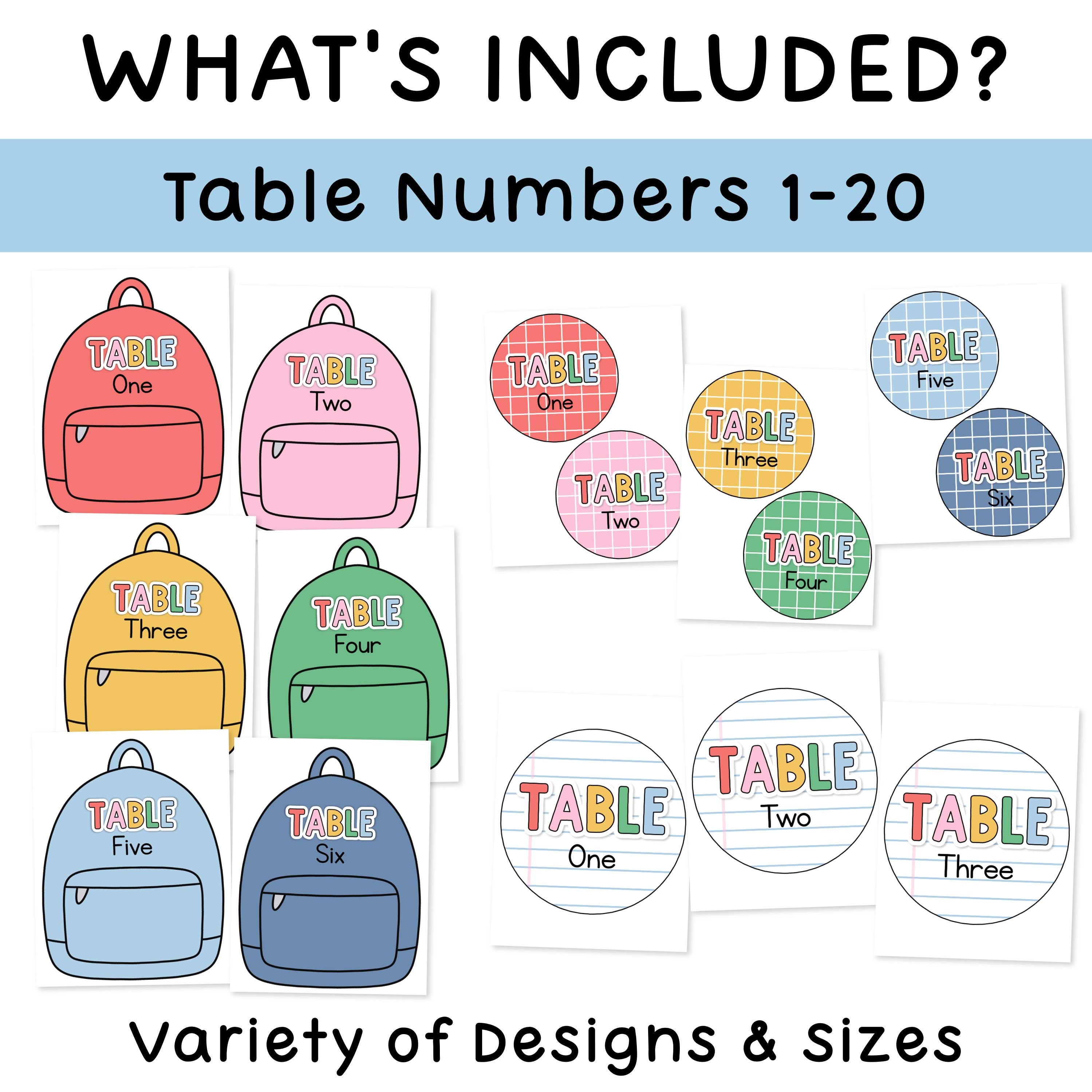 Bright Composition Notebook Labels & Table Numbers - Editable Classroom ...