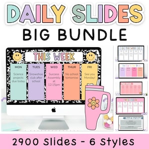 1900 Google Slides Templates for Teachers - Teacher Slides, Daily Slides, Agenda Slides, Morning Slides, Choice Boards, Rotation Slides
