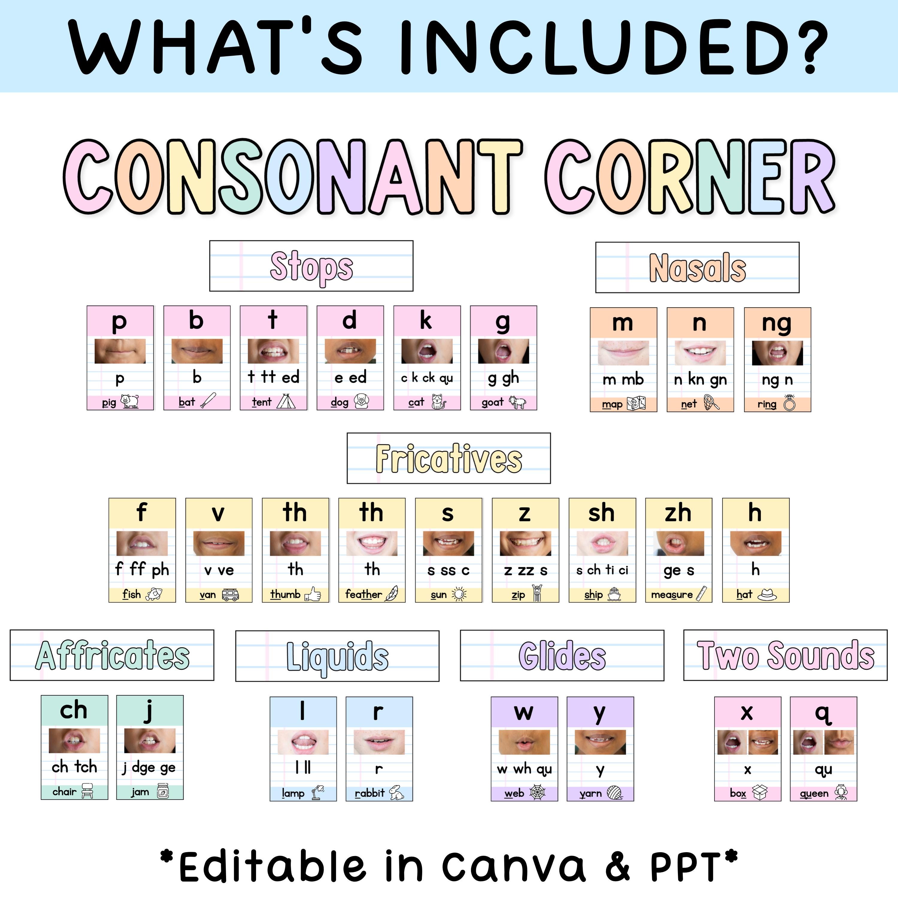 Sound On Label Pastel Sound Wall With Mouth Pictures, Editable Vowel Valley Sound Wall ...
