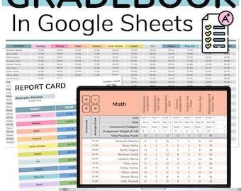 Carnet de notes Google Sheets - Un modèle de carnet de notes numérique pour les enseignants avec moyennes automatiques, pondération des devoirs et rapports des élèves