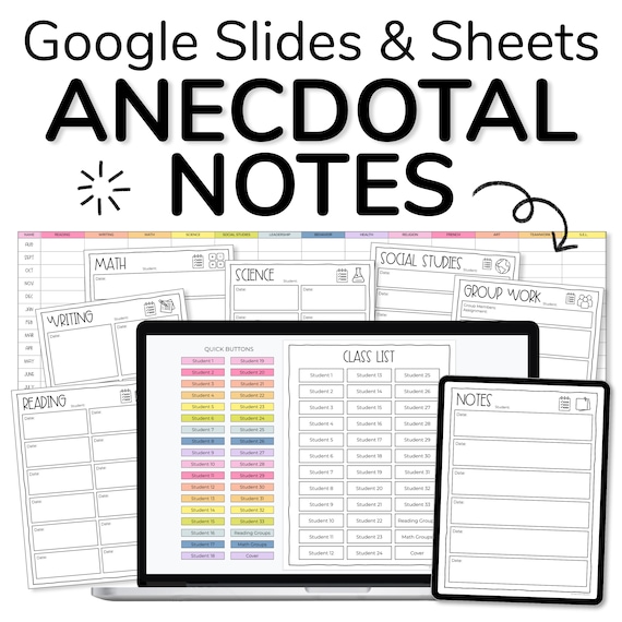 Digital Teacher Binder For Teacher Notes, Student Observations and Teacher Data Organized in Google Sheets or Google Slides