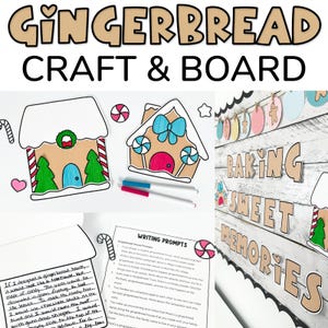 Gingerbread House Craft to Co-Create a Christmas Bulletin Board, Winter Bulletin Board, or December Bulletin Board As a Class