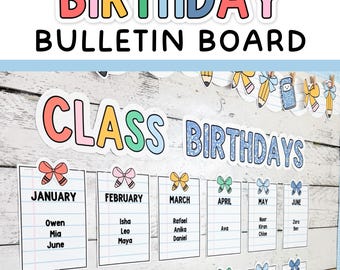 Cartel de cumpleaños brillante editable: el tablón de anuncios de feliz cumpleaños combina con el cuaderno de composición y la decoración brillante del aula.