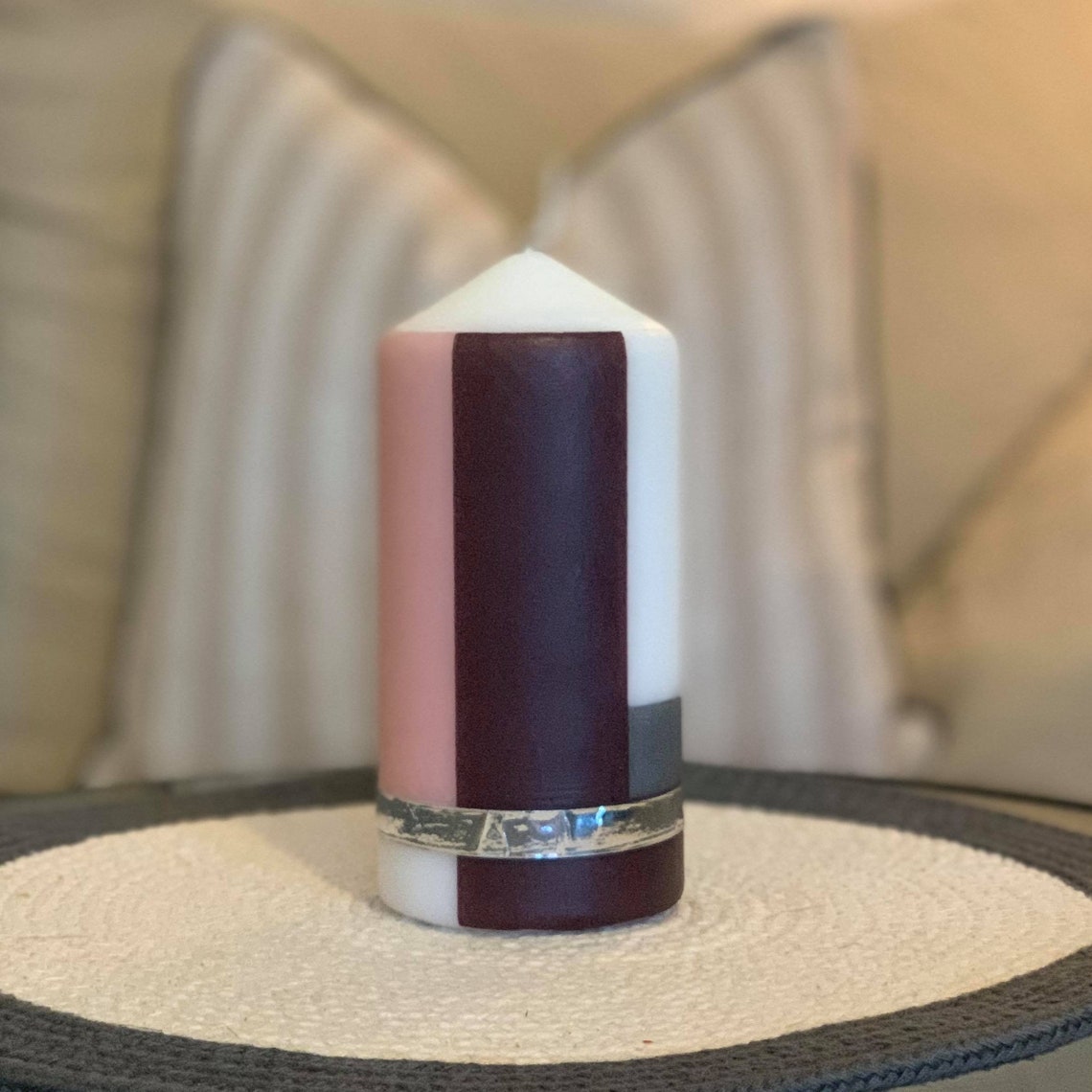 Coconut Crush Scented Pillar Candle Handdecorated With Shiny Etsy UK