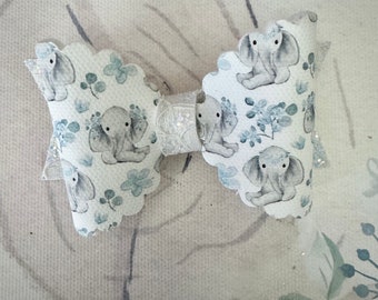 Spring hair bows for girls, elephant hair clip for toddler girls, blue glitter hair accessories for little girls, pigtail bows for hair, 5th