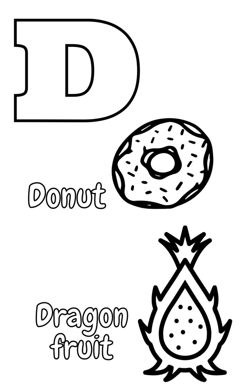 Download Alphabet of Foods Coloring Pages for Kids 27 Instant ...