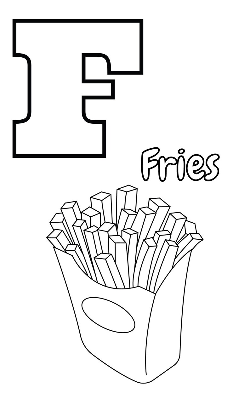 Alphabet of Foods Coloring Pages for Kids 27 Instant Download Etsy