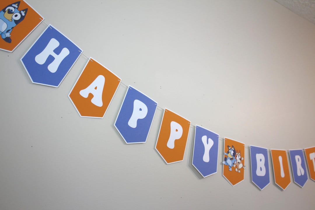 Bluey Inspired Birthday Party Bunting/banner, Happy Birthday Banner ...