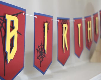 Banderines de cumpleaños personalizables de Spider-Man