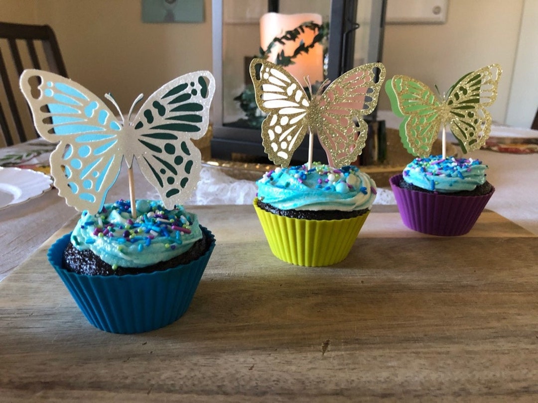 Glitter Butterfly Cupcake Toppers Etsy