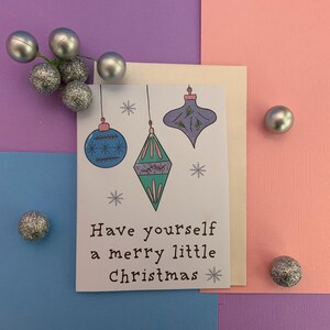 Handmade A6 Christmas Card Watercolour Christmas Baubles