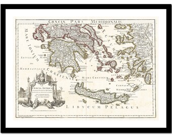 Map of Greece Antique Map Wall Art GREECE MAP Professional Reproduction Historical Greek Map