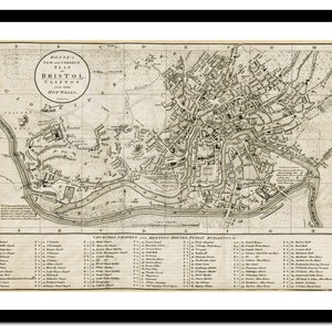 Alte Landkarte Bristol England UK Europa 1815 - Kunstdruck - Vintage Poster - Antik altes Bild - Retro Wandkunst Dekor - S - XXL MUK031