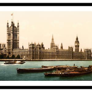 Casa del Parlamento de Londres - Impresión de arte - Fotografía en color - Póster vintage - Imagen antigua - Decoración de arte de pared retro - S - XXL (A-PH 016)