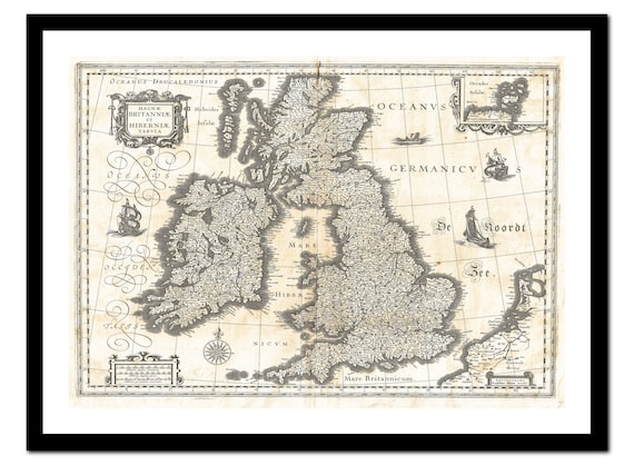 Old Map of British Isles UK Europe 1631 Art Print Vintage Etsy