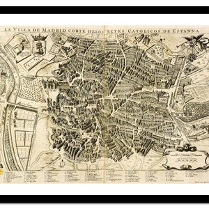Alte Landkarte von Madrid Spanien Europa 1657 - Art Print - Vintage Poster - Antik altes Bild - Retro Wand-Kunst Dekor - S - XXL MES003