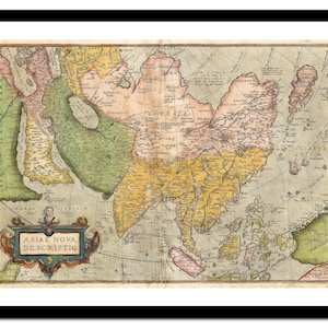 Ancienne carte de l'Asie de 1570 - impression d'art - affiche vintage - tableau ancien antique - art déco mural rétro - S - XXL MAS001