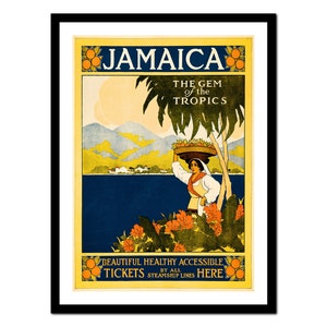 Poster di viaggio in Giamaica - Stampa d'arte vintage - Vecchia immagine antica - Decorazione d'arte da parete retrò - A5 A4 A3 A2 A1 A0 (P-tr 002)