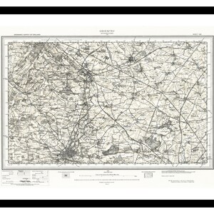 Oude kaart van Coventry, Engeland, Verenigd Koninkrijk, 1899 - Kunstafdruk - Vintage poster - antieke oude foto - Retro muurkunst decor - S - XXL MUK085
