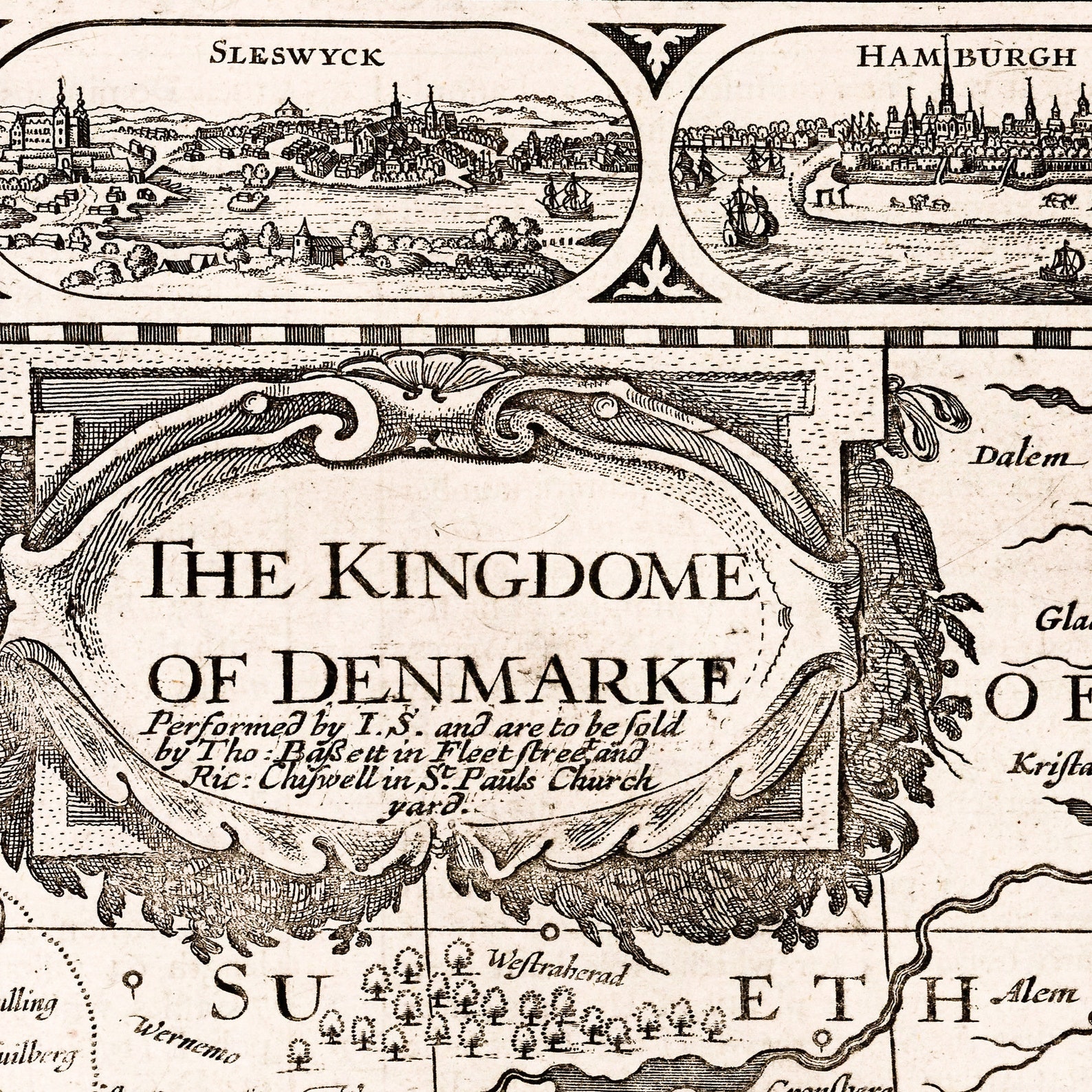 Old Map of Denmark Europe 1676 - Art Print - Vintage Poster - Antique ...