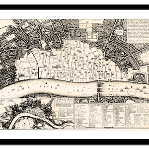 Alte Landkarte von London England UK Europa 1666 - Kunstdruck - Vintage Poster - Antik altes Bild - Retro Wandkunst Dekor - S - XXL MUK003