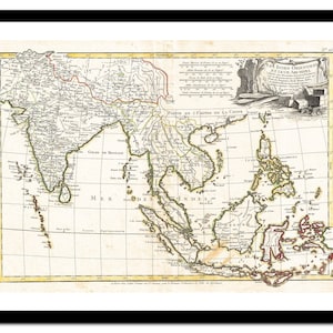 Ancienne carte de l'Inde Indes orientales Asie 1770 - impression d'art - affiche vintage - tableau ancien antique - art déco mural rétro - S - XXL MAS008