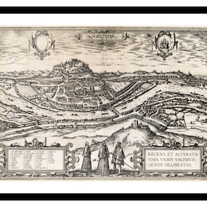 Alte Landkarte Salzburg Österreich Europa 1581 - Kunstdruck - Vintage Poster - Antik altes Bild - Retro Wand-Kunst Dekor - S - XXL MAT005