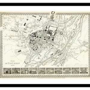 Alte Landkarte von München Deutschland Europa 1860 - Kunstdruck - Vintage Poster - Antik altes Bild - Retro Wandkunst Dekor - S - XXL MDE015