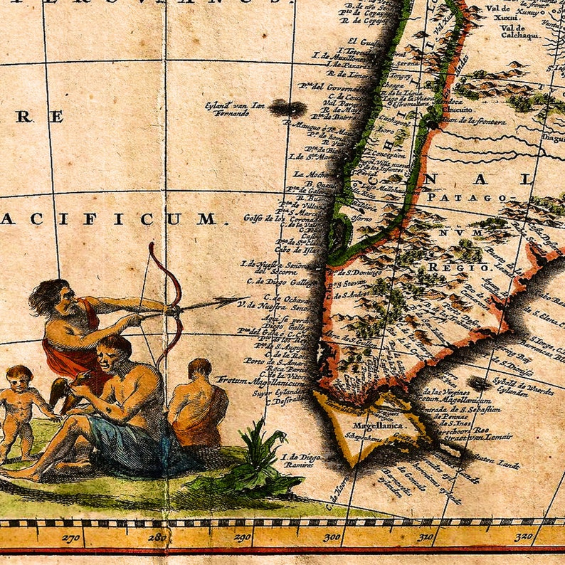 Old Map of North South America 1658 - Art Print - Vintage Poster ...
