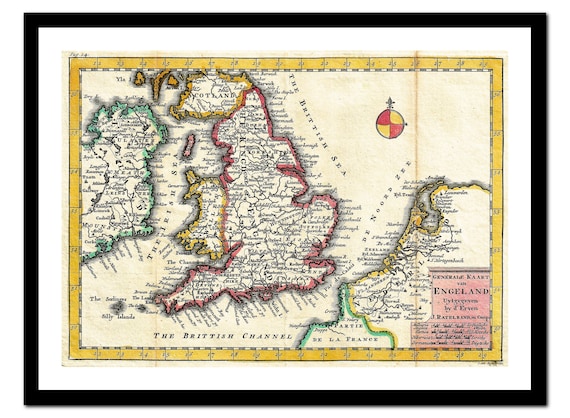 Old Map of British Isles UK Europe 1747 - Art Print - Vintage