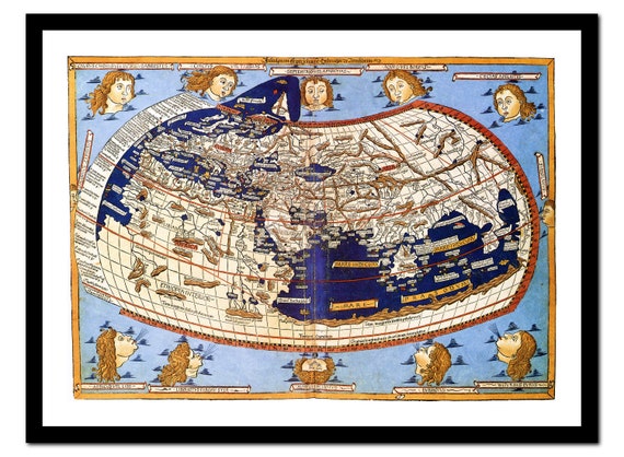 Old Map Of Ptolemy World 1482 Art Print Vintage Poster Etsy Il 570xN.3079023590 R631