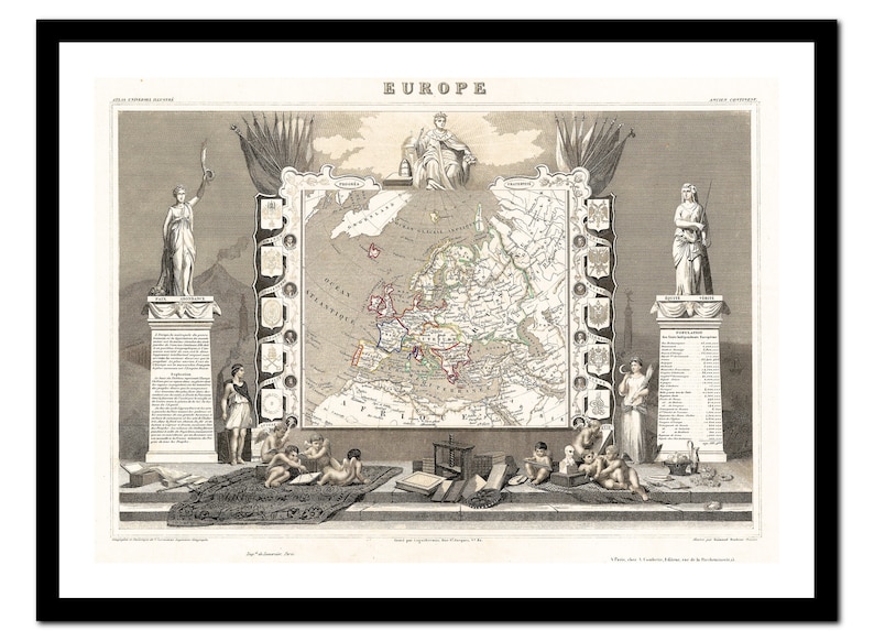 Old Map of Europe 1852 Art Print Vintage Poster Antique Old Picture ...