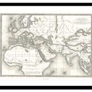 Mapa antiguo del mundo 1850 - Lámina artística - Póster vintage - Cuadro antiguo - Decoración de pared retro - S - XXL MWO004