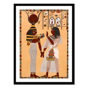 Impresión de arte egipcio - Pintura del dios de la antigua pirámide - Póster vintage - Imagen antigua - Decoración de arte de pared retro - S - XXL (A-EG 004)