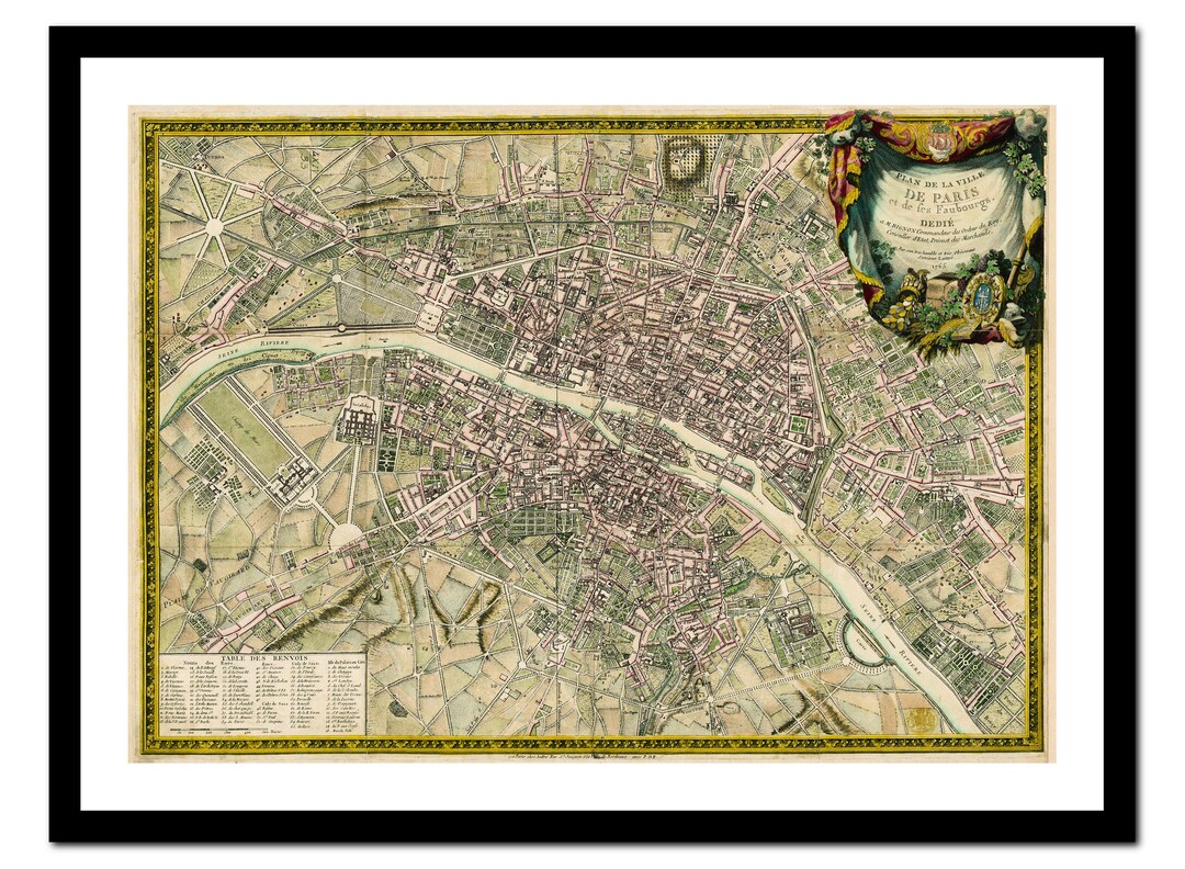 Old Map of Paris France Europe 1765 - Art Print - Vintage Poster ...