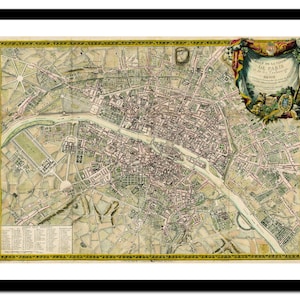 Stara mapa Paryża Francja Europa 1765 - Wydruk artystyczny - Plakat w stylu vintage - Stary antyczny obraz - Dekoracja ścienna w stylu retro - S - XXL MFR005