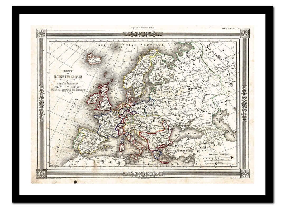 Old Map of Europe 1852 - Art Print - Vintage Poster - Antique Old ...