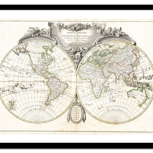 Alte Weltkarte 1775 - Kunstdruck - Vintage Poster - Antik altes Bild - Retro Wand-Kunst Dekor - S - XXL MWO010