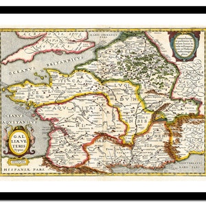 Alte Landkarte Frankreich Europa 1657 - Kunstdruck - Vintage Poster - Antik altes Bild - Retro Wandkunst Dekor - S - XXL MFR004