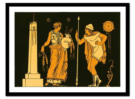 Greek Art Print - Ancient Mythology God Painting - Vintage Poster