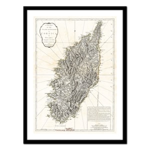 Ancienne carte de la Corse France Europe 1794 - impression d'art - affiche vintage - tableau ancien antique - art déco mural rétro - S - XXL MFR017