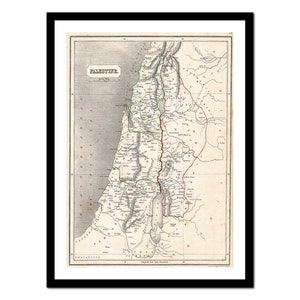 Alte Landkarte Palästina Israel Asien 1845 - Kunstdruck - Vintage Poster - Antik altes Bild - Retro Wandkunst Dekor - S - XXL MAS002