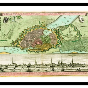Alte Karte von Hamburg Deutschland Europa 1730 - Kunstdruck - Vintage Poster - Antikes altes Bild - Retro Wandkunst Dekor - S - XXL MDE012