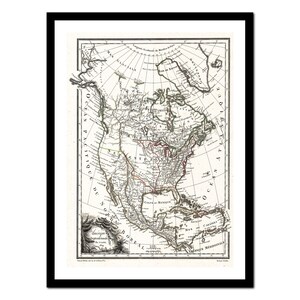 Vecchia mappa del Nord America 1809 - Stampa artistica - Poster vintage - Immagine antica - Decorazione murale retrò - S - XXL MAM002
