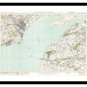 Stara mapa Cardiff Walia Wielka Brytania 1913 - Wydruk artystyczny - Plakat w stylu vintage - Stary antyczny obraz - Dekoracja ścienna w stylu retro - S - XXL MUK083